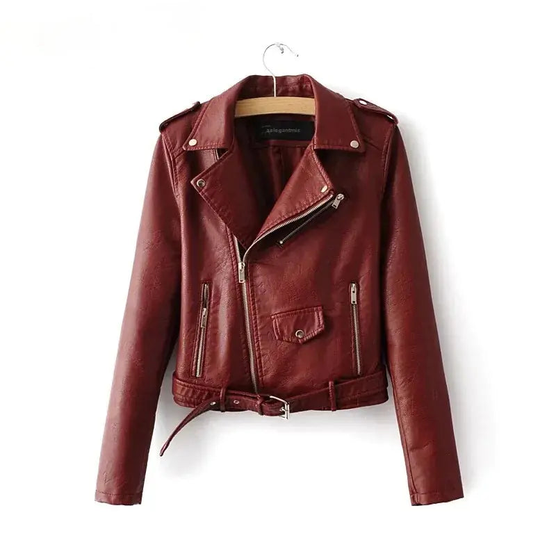 Autumn Short Faux Leather Jacket - Women's Fashion Outerwear