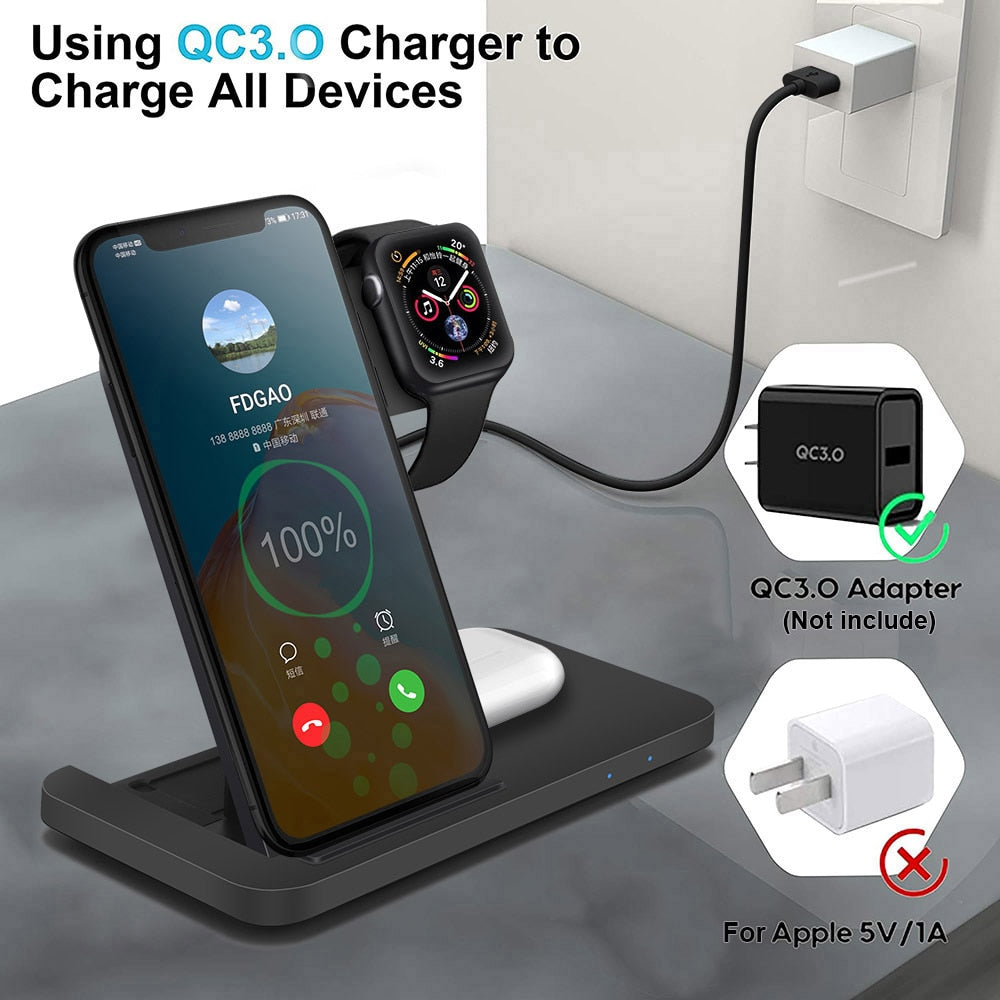 3-in-1 Wireless Fast Charger Docking Station