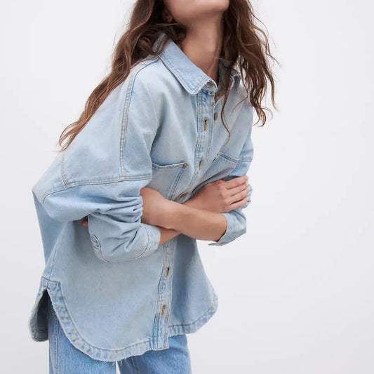 Loose Fit Denim Shacket