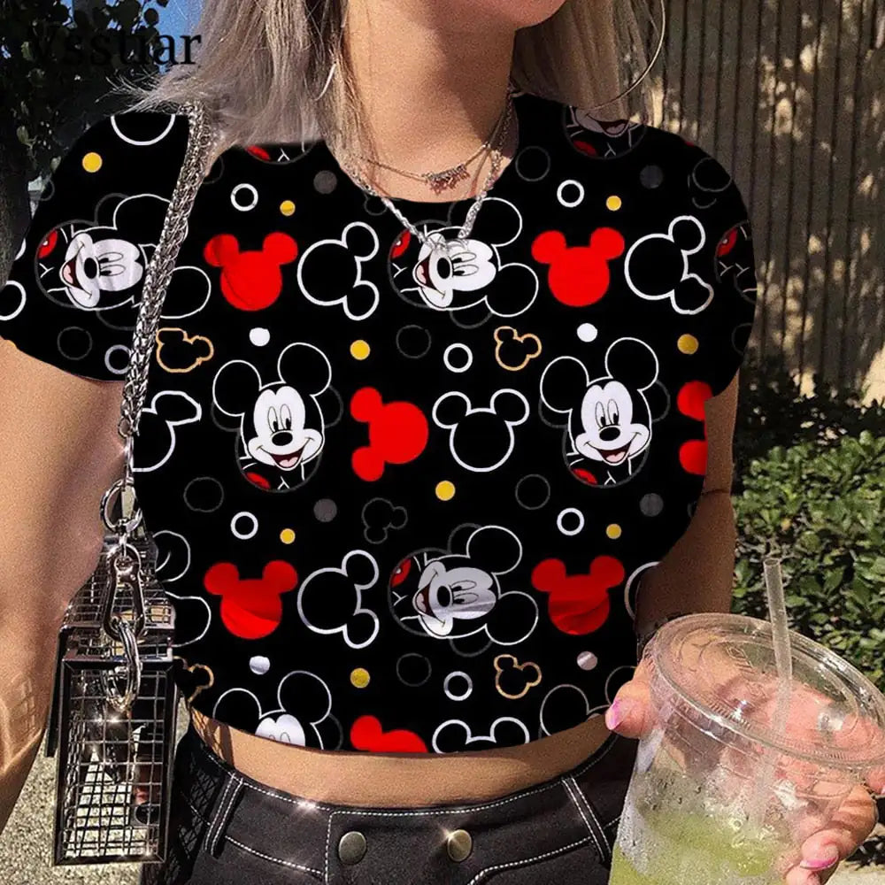 Mickey Mouse Vintage Slim Short Crop Top