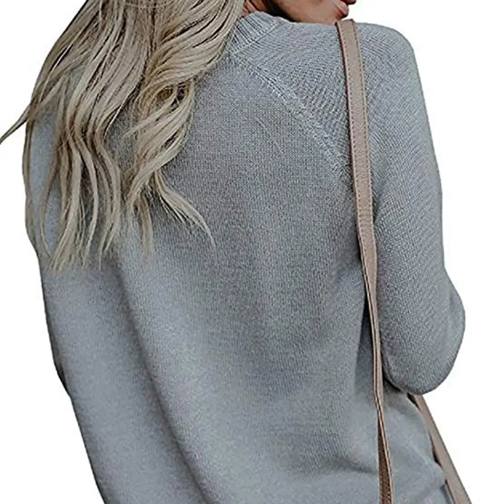 Women's Heart Detail Knitted Pullover Sweater - Casual Long Sleeve Crew Neck Top