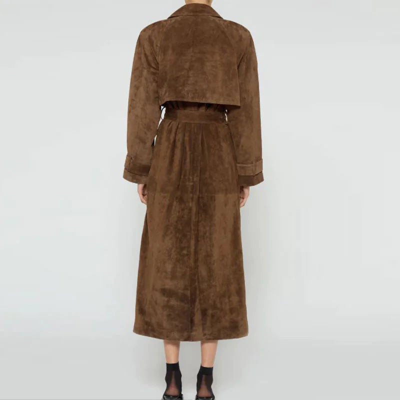 Faux Suede Overcoat- Short/Trench