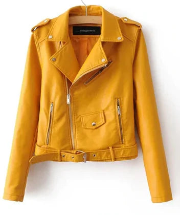 Autumn Short Faux Leather Jacket - Women's Fashion Outerwear