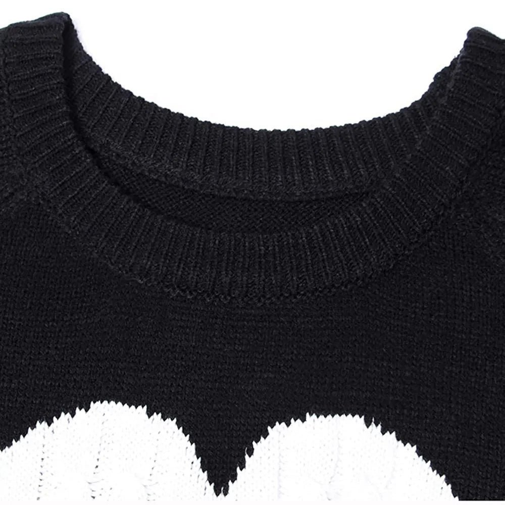 Women's Heart Detail Knitted Pullover Sweater - Casual Long Sleeve Crew Neck Top