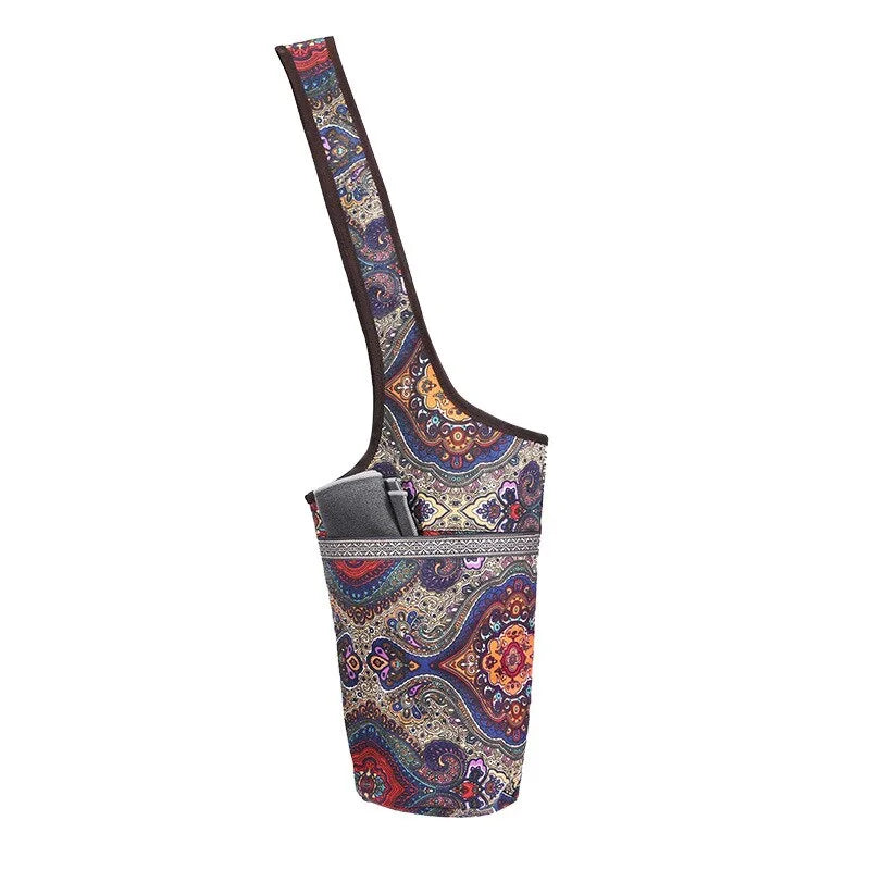 Patterned Yoga Mat Bag with Large Zipper Pocket