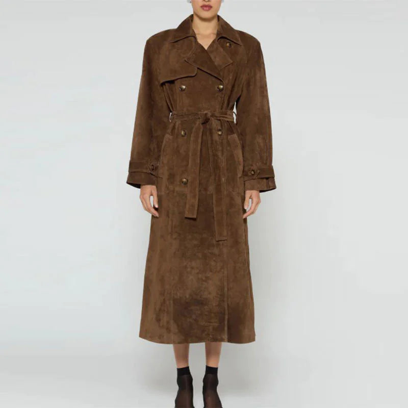 Faux Suede Overcoat- Short/Trench