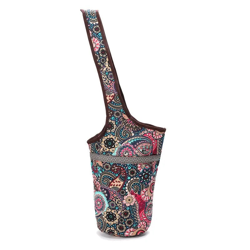 Patterned Yoga Mat Bag with Large Zipper Pocket